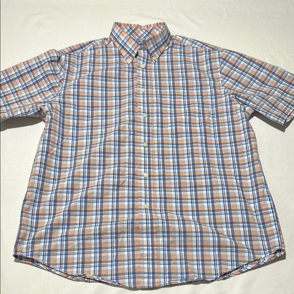 Roundtree & Yorke Travel Smart  SS BD Shirt in Blue and Orange Men’s Size Large